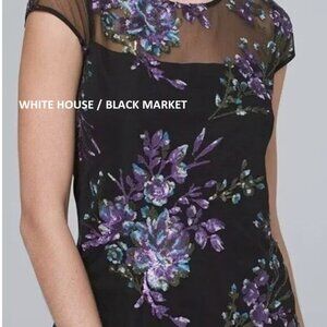 White House Black Market Sequine Adorned Floral Top Sz XL